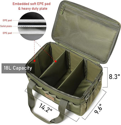 Tactical Camping Storage Bag 18L Tactical Utility Tote Bag Camping Cookware Organizer Trunk Organizer (Army Green)