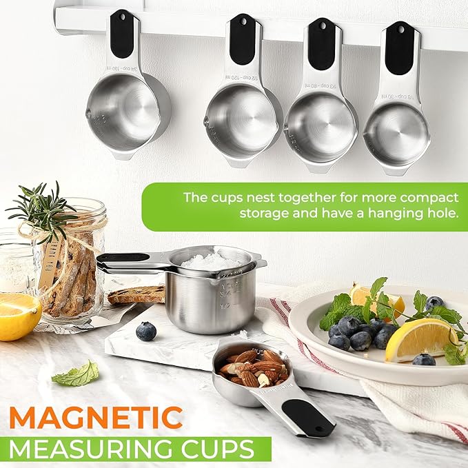 Spring Chef Magnetic Stainless Steel Measuring Cups, Kitchen Tools