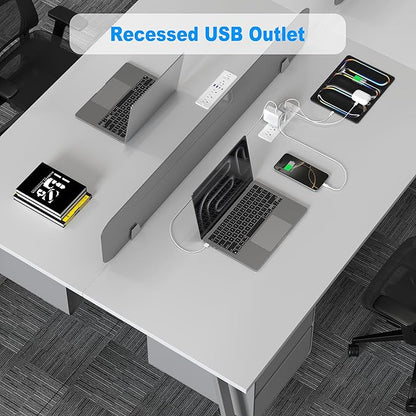 65W USB C Recessed Power Strip, Flush Mount Desktop Recessed Outlet