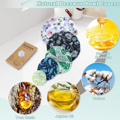5-Size Reusable Beeswax Bowl Covers