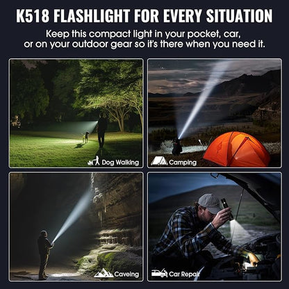 Rechargeable Tactical Flashlights, High Lumens Small Mini USB-C LED Flashlight, Compact EDC Flash Light, 4 Modes&Memory Function, Waterproof Pocket Lights for Home,Camping,Emergency (1, Black)