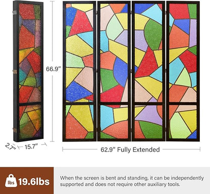 Acrylic Room Divider, 4-Panel Freestanding Partition Screen, Frosted