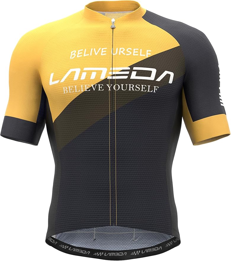 LAMEDA Men's Cycling Jersey Breathable Lightweight Bike Jersey Short Sleeve Quick Dry Moisture Wicking Biking Shirts
