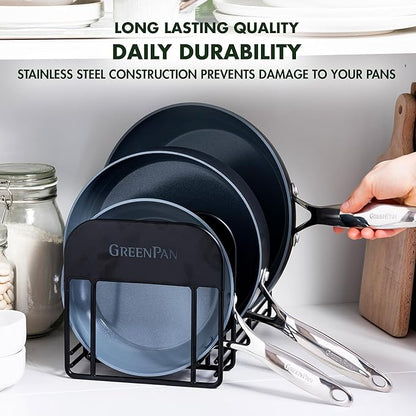 GreenPan Stainless Steel Wire Cookware Storage Rack, 5 Frying Pan Compartments