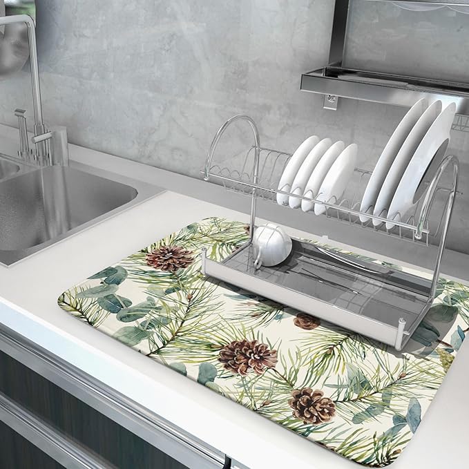 Winter Christmas Dish Drying Mat