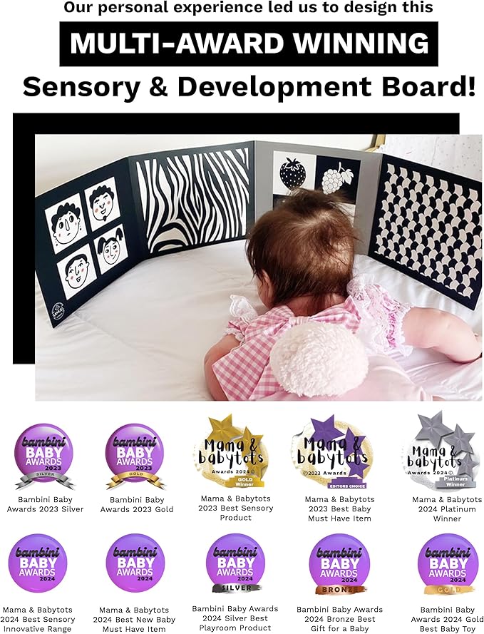Samuel Sensory Board for Babies - Supersized Black and White Baby Cards for Developmental Newborn Tummy Time Toys - 100cm Newborn Black & White Toys for 0-3 Months & Older - Thick Stand Up Board No. 2