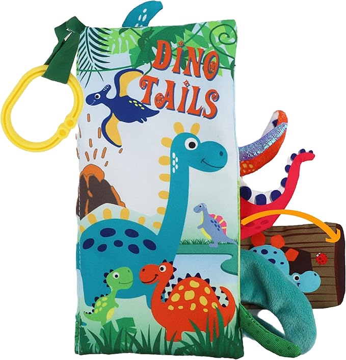 Dinosaur Baby Books 0-6 Months,Crinkle Cloth Books for Babies,Infant Tummy Time Toy Touch and Feel Toys 0-3-6-12-18 Months, Toddlers, Interactive Sensory Toys, Shower Baby Gifts for Boys Girls
