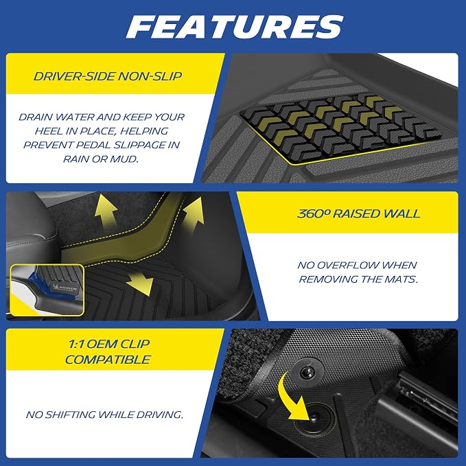 Michelin Vehicle Mats, All-Weather TPE Custom Fit Liner for 2024-2026 Chevy Traverse/2024-2026 GMC Acadia/2025-2026 Buick Enclave 7 Seats(9 Piece), Not Fit 2024 Traverse Limited, Premier