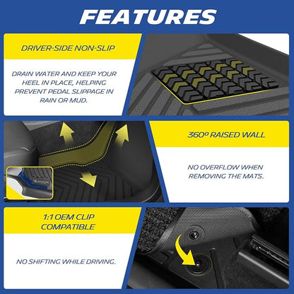 Michelin Vehicle Mats, All-Weather TPE Custom Fit Liner for 2024-2026 Chevy Traverse/2024-2026 GMC Acadia/2025-2026 Buick Enclave 7 Seats(9 Piece), Not Fit 2024 Traverse Limited, Premier