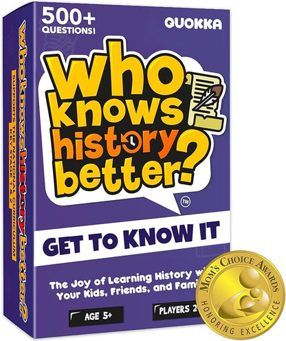 QUOKKA Who Knows Better? - History - Family Card Trivia Game | Fun Learning & Educational Questions for Families | Suitable for Boys & Girls