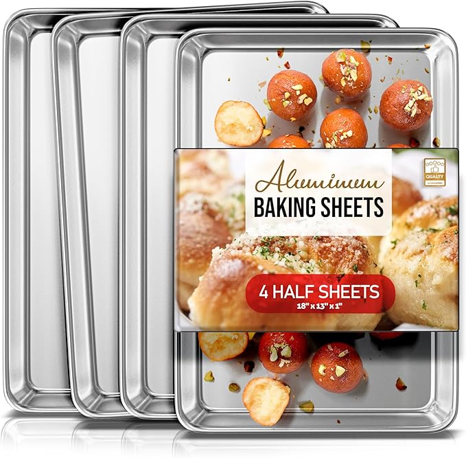 Eatex Aluminum Baking Sheet Set, 4 Pack Cookie Sheet Set, 18” x 13” Steel