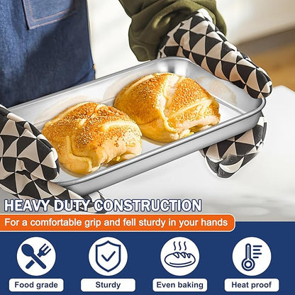 P&P CHEF 10.5 Inch Baking Cookie Sheet, Oven Pan Tray Stainless Steel Sheet Pan