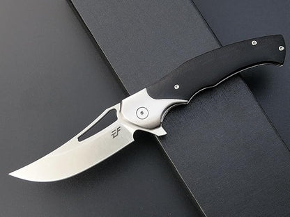 Eafengrow EF7 Folding Knife K110 Steel Blade G10& Stainless Steel Handle EDC Tool Knives for Outdoor Working Camping Hiking(black)