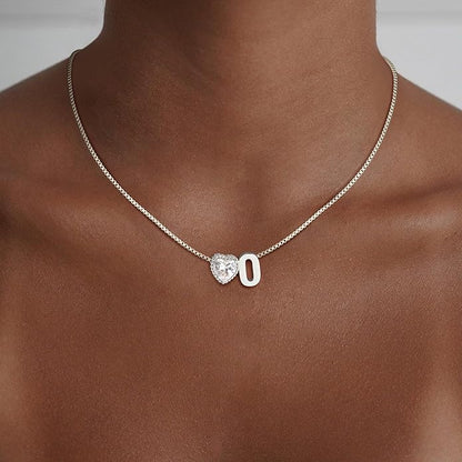 Christmas Gifts Gold/Silver Heart Initial Necklaces for Women Girls Teens Kids Non Tarnish 14k Gold Plated Letter Heart Zirconia Pendant Necklace Dainty Initial Name Necklace Jewelry for Women