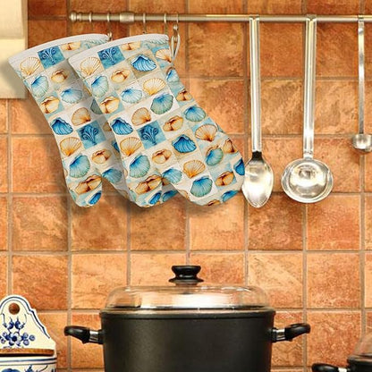 Oven Mitts Gloves 1 Pair Heat Resistant 480 ℉ Non Slip Clear Silicone Printed