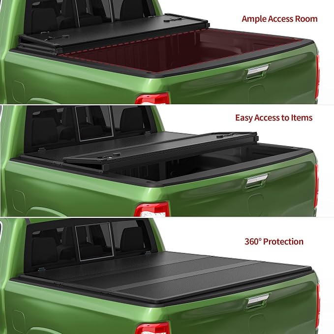 YITAMOTOR FRP Hard Tri-fold Truck Bed Tonneau Cover Fits for 2014-2018 Chevy Silverado/GMC Sierra 1500, Fleetside 5.8 ft Bed