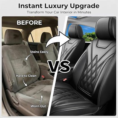 Car Seat Covers Compatible with Hyundai Santa Cruz 2022-2026 - Full Set 5 Seats Luxury Leather All-Weather Seat Cushions & Protectors, Waterproof & Breathable, Airbag Compatible (Black)