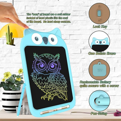 10 Inch LCD Writing Tablet, Erasable Doodle Board Toy, Cute Owl Drawing Pad for Kids Ages 2-6 - Educational Christmas Birthday Gift (Owl)