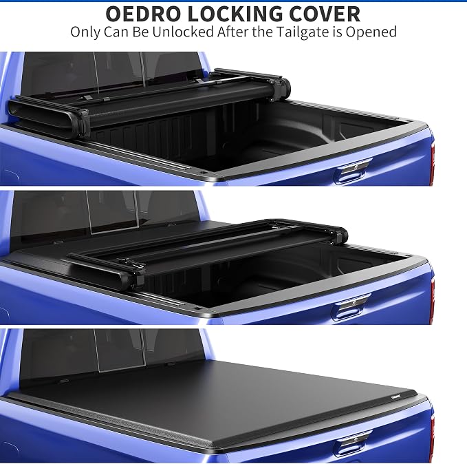 OEDRO Upgraded Soft Tri-fold Truck Bed Tonneau Cover Fits for Chevy Silverado 1500 & GMC Sierra 1500 2007-2013 with 5.8 Feet Bed