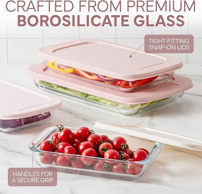 COOK WITH COLOR 8 PC. Glass Baking Dish Set with Lids