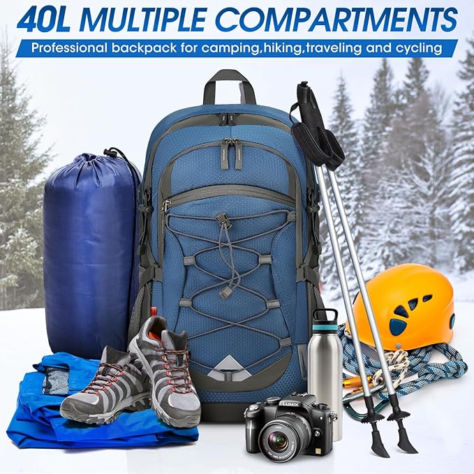 IGOLUMON Hiking Backpack 40L Packable Lightweight Camping Backpack Men Women Waterproof Hiking Daypack Outdoor Travel Daypack