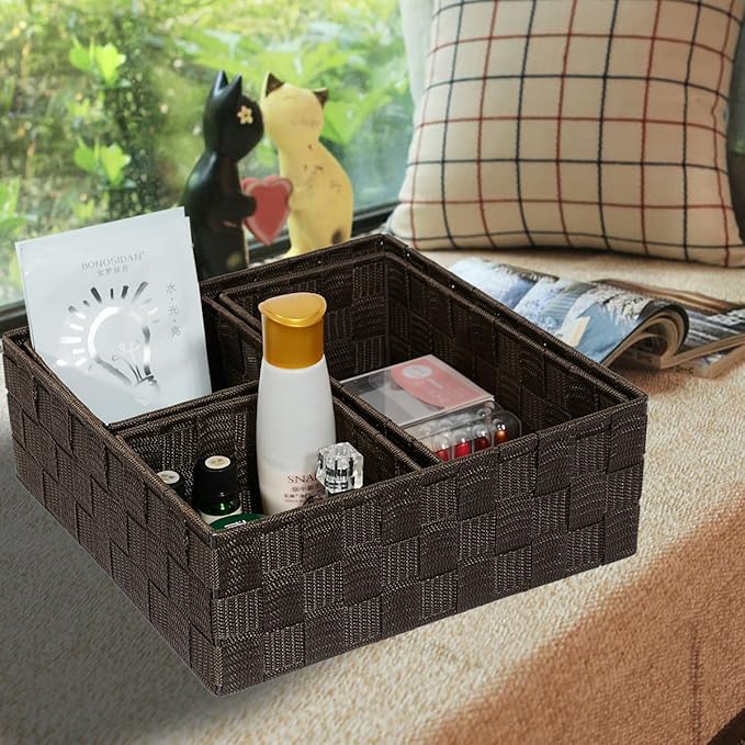 Posprica Woven Storage Baskets for Organizing, Small Baskets Cube Bin Container