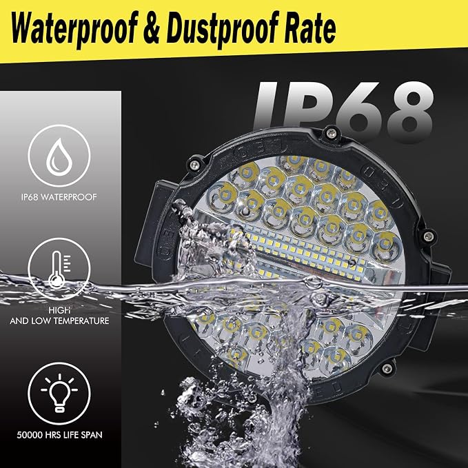 7 Inch Round LED Offroad Light Pod 201W 15000LM Off Road Driving Work Light Pod Flood Beam Pod Lights for Pickup Trucks SUV ATV UTV Tractor, 10PCS