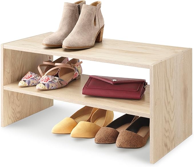 Whitmor Wood Stackable 2-Shelf Shoe Rack, 24 inches