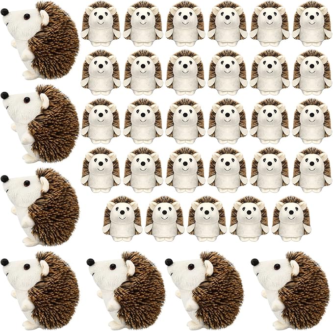 Zubebe Mini Hedgehog Toy Bulk Halloween School Gifts Plush Operation Christmas Stuffed Animal 4 Inch Small Party Favor Decoration DIY Keychain Kid Children Classroom for Baby Shower Birthday(24 Pcs)