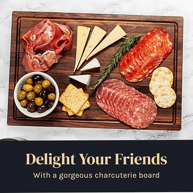 Walnut Wood Cutting Board for Kitchen, Reversible Wooden Cutting Board