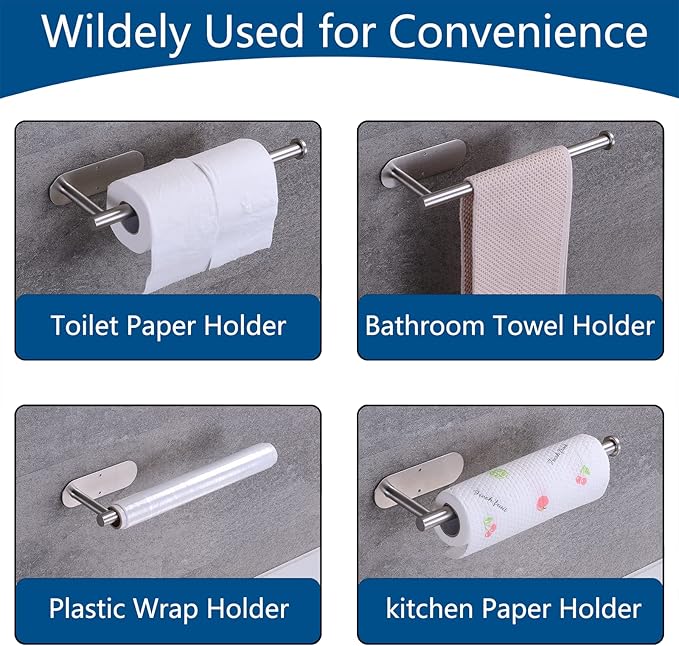 Paper Towel Holder with 2 Hooks-Under Cabinet Paper Towel Holder