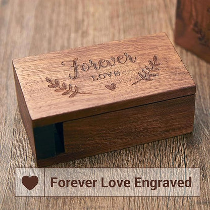 AW BRIDAL Ring Bearer Box Wedding Ring Box Walnut Wood Ring Organizer for Jewelry Wedding Engagement Gift for Couple Proposal
