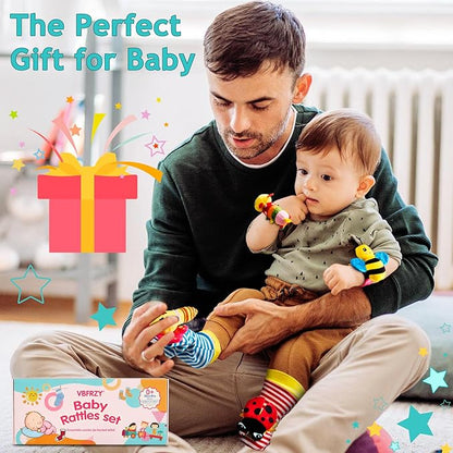 Baby Toys 0-6 Months: Baby Rattles 0-6 Months Baby Essentials for Boys Girl Infant Toys Wrist Rattles Socks Hand & Feet Newborn Essentials Must Haves Registry Search Shower Gifts for 0-3 0-12 Months