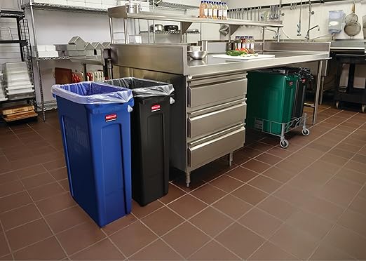 Rubbermaid Commercial Products Slim Jim Plastic Rectangular Trash/Garbage