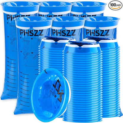 PHSZZ 100 Pack Vomit Bags Disposable, Leak Resistant Barf Bags, Portable Blue Vomit Bag, 1000 Ml Emesis Puke Throw Up Nausea Motion Sickness Bag for Car, Aircraft, Taxi