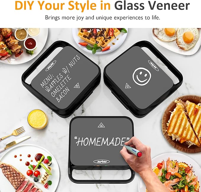 Sunvivi Pro Waffle Maker with Removable Non-stick Plates, Electric Sandwich