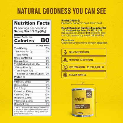 Premium Freeze-Dried Bananas ??#10 Can | 25-yr Shelf Life | Emergency Food Storage