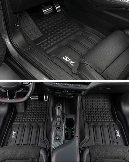 3W Floor Mats & Cargo Liner & Seatback Mats for 2024-2025 2026 Dodge Charger EV Daytona (Fit 2-Door, Not for 4-Door) Scat Pack & R/T, All Weather TPE Custom Fit Car Mats Floor Liners Full Set, Black