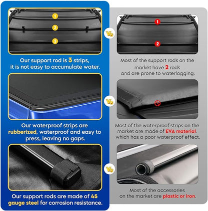 Soft Roll-up Truck Bed Tonneau Cover for 2019-2025 Ram 1500 New Body (Excl. Classic), Fleetside 5.7 ft 67 in Bed Without rambox