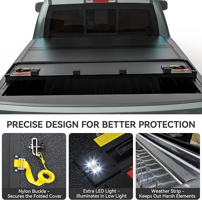 AUTOSAVER88 FRP Truck Bed Tonneau Cover Hard Tri-fold Fits for Ford F-150 F150 2015-2026 5.5ft Bed (Excl. Raptor Series)