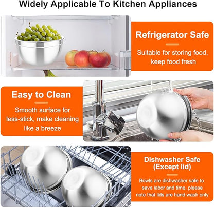 TeamFar Mixing Bowls with Airtight Lids,