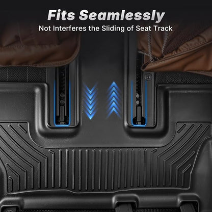 OEDRO Floor Mats and Cargo Liner Fit for 2022-2025 Jeep Wagoneer 8 Seater, TPE All Weather Custom Fit Floor Liners for Wagoneer Accessories, 1st & 2nd & 3rd Row and Cargo Mat Car Mats Full Set, Black