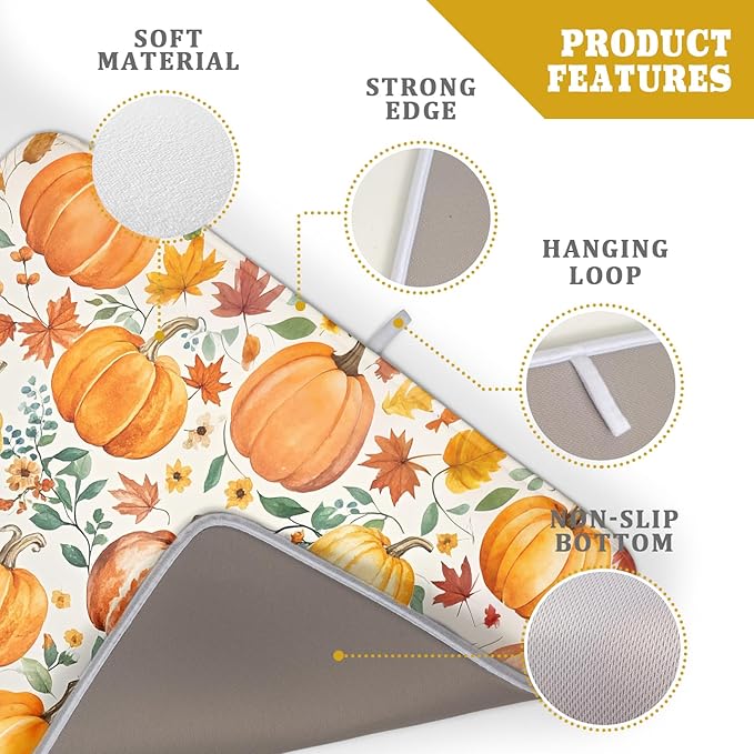Fall Pumpkin Thanksgiving Dish Drying Mat