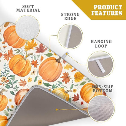 Fall Pumpkin Thanksgiving Dish Drying Mat