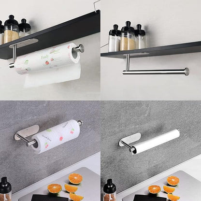 Paper Towel Holder with 2 Hooks-Under Cabinet Paper Towel Holder