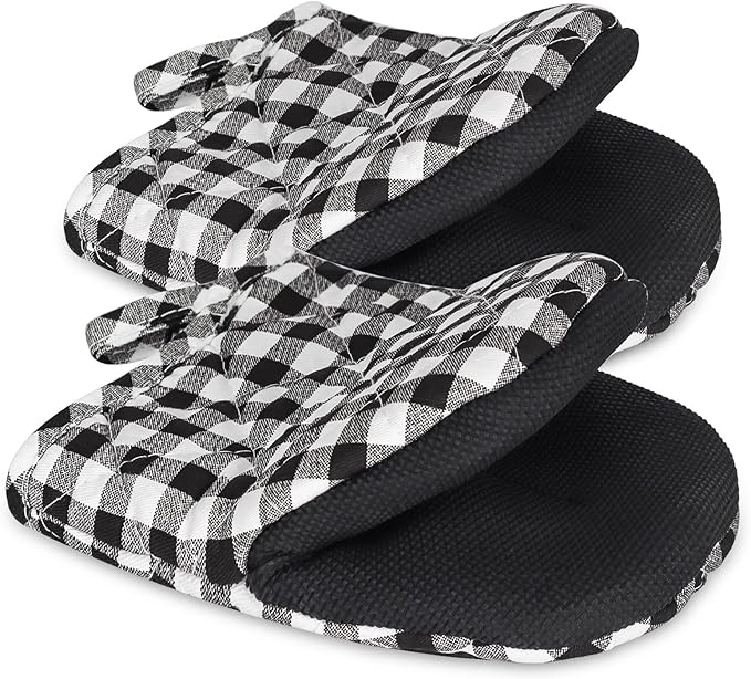 Short Oven Mitts, Heat Resistant 500°F, Silicone Grip Kitchen Gloves, Non-Slip