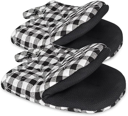 Short Oven Mitts, Heat Resistant 500°F, Silicone Grip Kitchen Gloves, Non-Slip