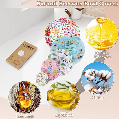 5-Size Reusable Beeswax Bowl Covers