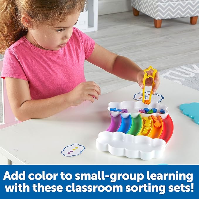 Learning Resources Rainbow Sorting Set Classroom Edition, 144 Pieces, Ages 3+, fine motor skills, sorting, patterning, addition skills, Learning Toys, baby toddler toys, education toys, Sensory tray