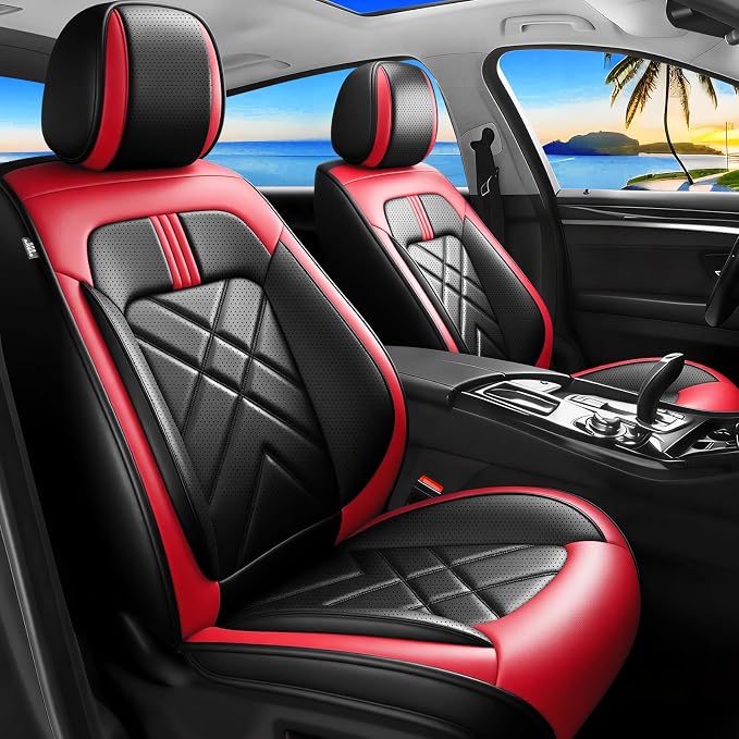 Blazer Car Seat Covers Fit for Chevrolet/Chevy Blazer 2019-2026, Full Coverage Leather Waterproof Breathable Seat Covers, Automotive Seat Protectors, Airbag Compatible, (5 Seats, Red Black)
